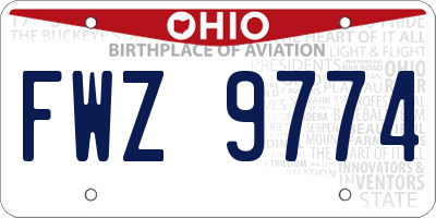OH license plate FWZ9774