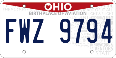 OH license plate FWZ9794