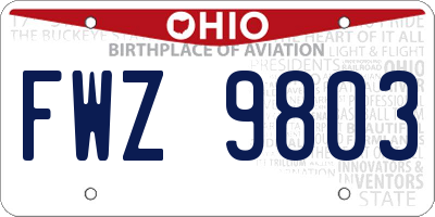 OH license plate FWZ9803