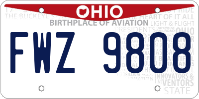 OH license plate FWZ9808