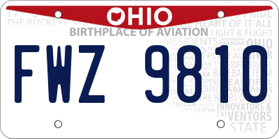 OH license plate FWZ9810