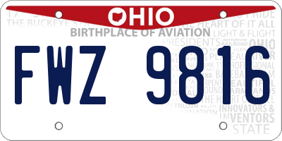 OH license plate FWZ9816