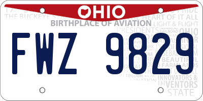 OH license plate FWZ9829