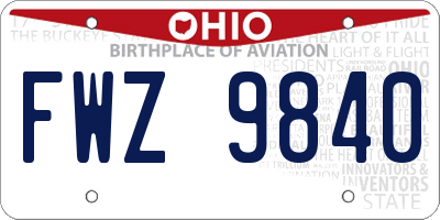 OH license plate FWZ9840