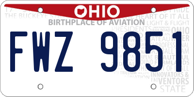 OH license plate FWZ9851