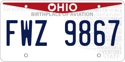 OH license plate FWZ9867