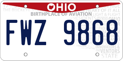 OH license plate FWZ9868