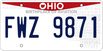 OH license plate FWZ9871