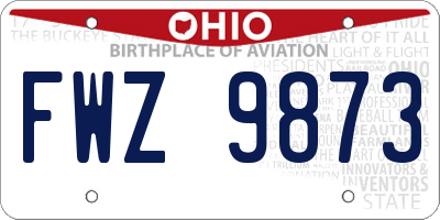 OH license plate FWZ9873