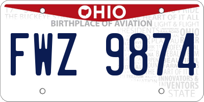 OH license plate FWZ9874