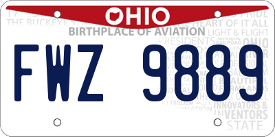 OH license plate FWZ9889