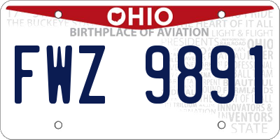OH license plate FWZ9891