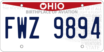 OH license plate FWZ9894
