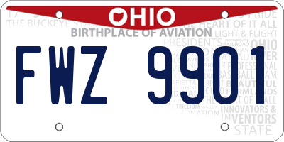 OH license plate FWZ9901