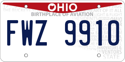 OH license plate FWZ9910
