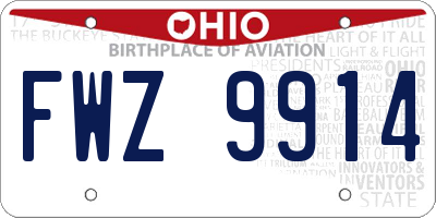 OH license plate FWZ9914