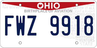 OH license plate FWZ9918