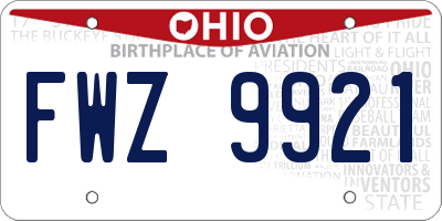 OH license plate FWZ9921