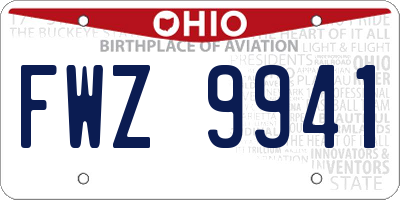 OH license plate FWZ9941