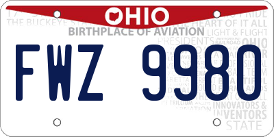 OH license plate FWZ9980