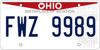 OH license plate FWZ9989