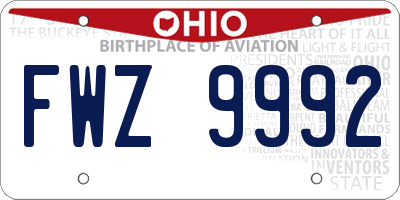 OH license plate FWZ9992