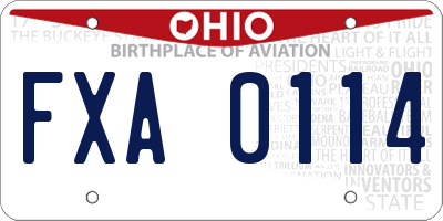 OH license plate FXA0114