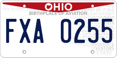 OH license plate FXA0255