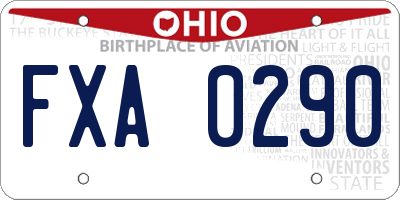 OH license plate FXA0290