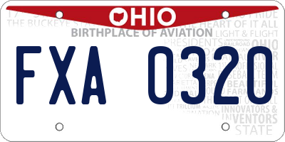 OH license plate FXA0320