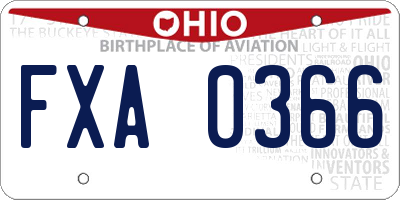 OH license plate FXA0366