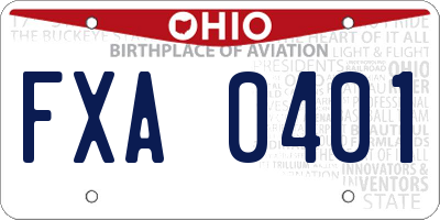 OH license plate FXA0401
