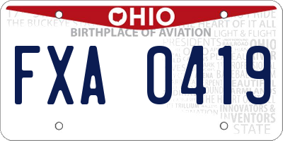 OH license plate FXA0419