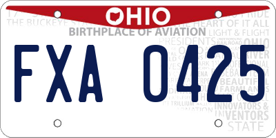 OH license plate FXA0425
