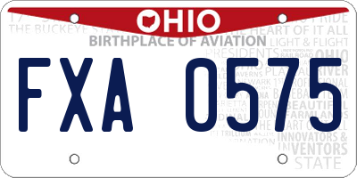 OH license plate FXA0575