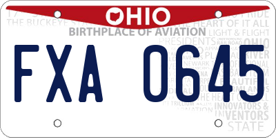 OH license plate FXA0645