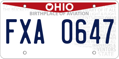 OH license plate FXA0647