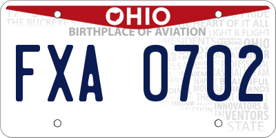 OH license plate FXA0702