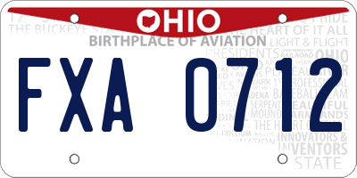 OH license plate FXA0712