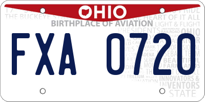 OH license plate FXA0720