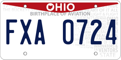 OH license plate FXA0724
