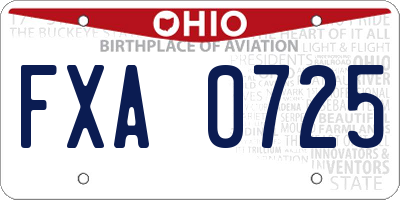 OH license plate FXA0725