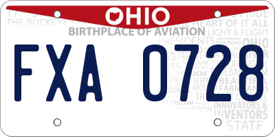 OH license plate FXA0728