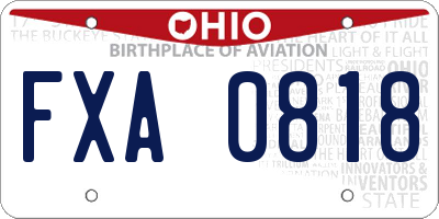 OH license plate FXA0818