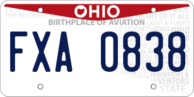 OH license plate FXA0838