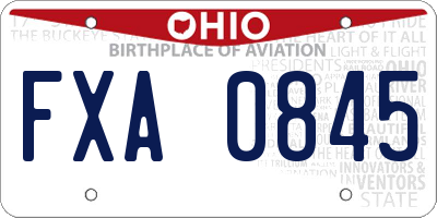 OH license plate FXA0845