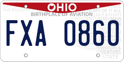 OH license plate FXA0860