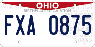 OH license plate FXA0875