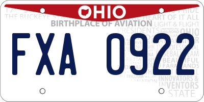 OH license plate FXA0922