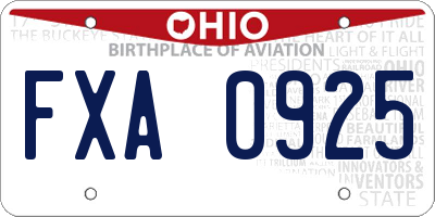 OH license plate FXA0925